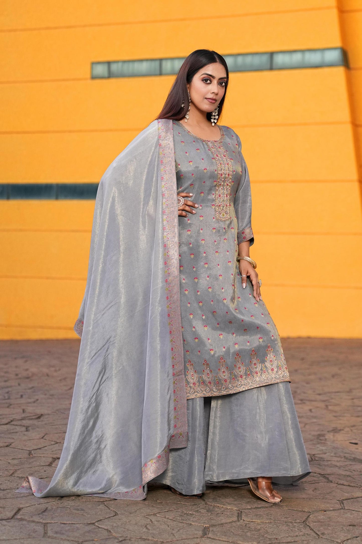 gray-color-embroidery-work-designer-lehenga-choli-for-wedding-function