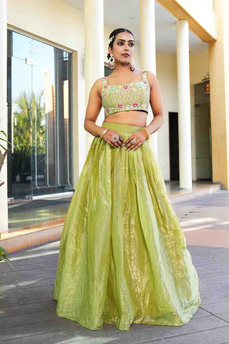 parrot-green-color-sequence-thread-work-designer-wedding-lehenga-choli-for-wedding-function