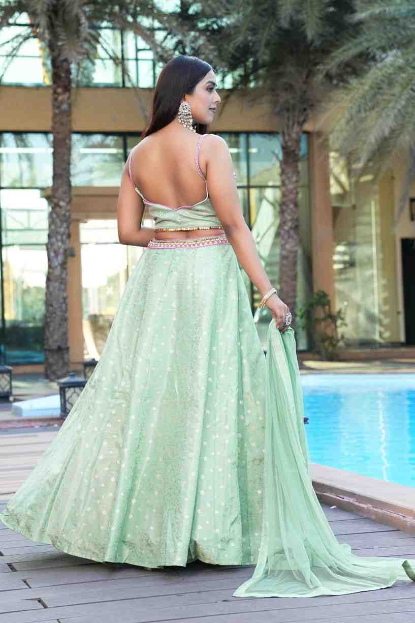 parrot-green-color-sequence-embroidery-work-designer-lehenga-choli-for-wedding-haldi-function