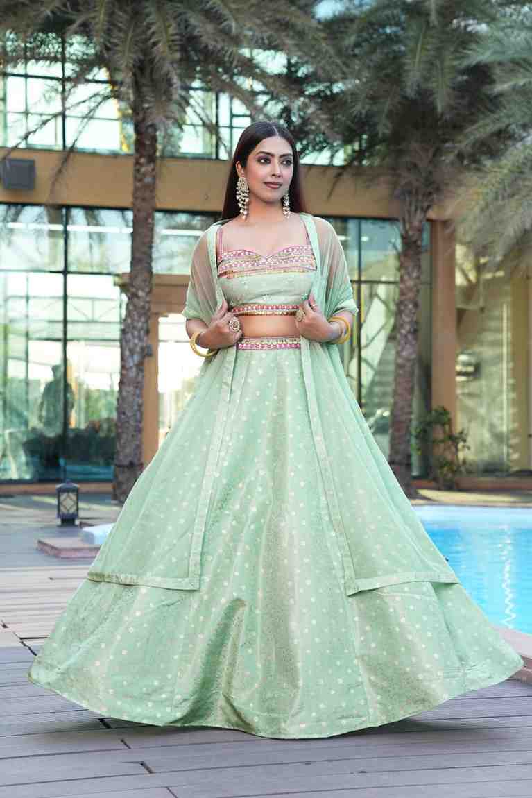 parrot-green-color-sequence-embroidery-work-designer-lehenga-choli-for-wedding-haldi-function