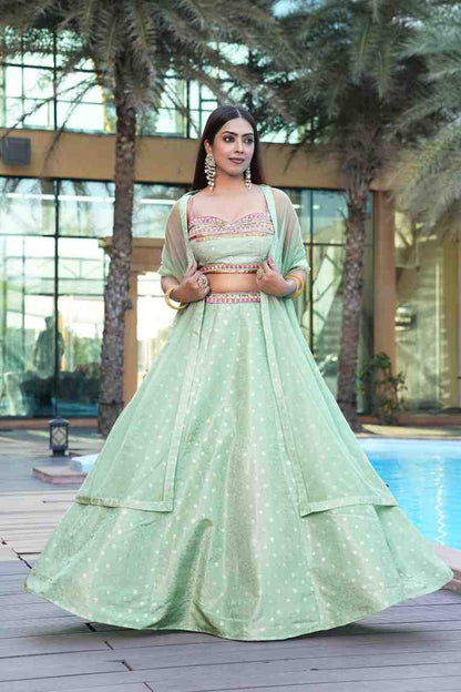 parrot-green-color-sequence-embroidery-work-designer-lehenga-choli-for-wedding-haldi-function